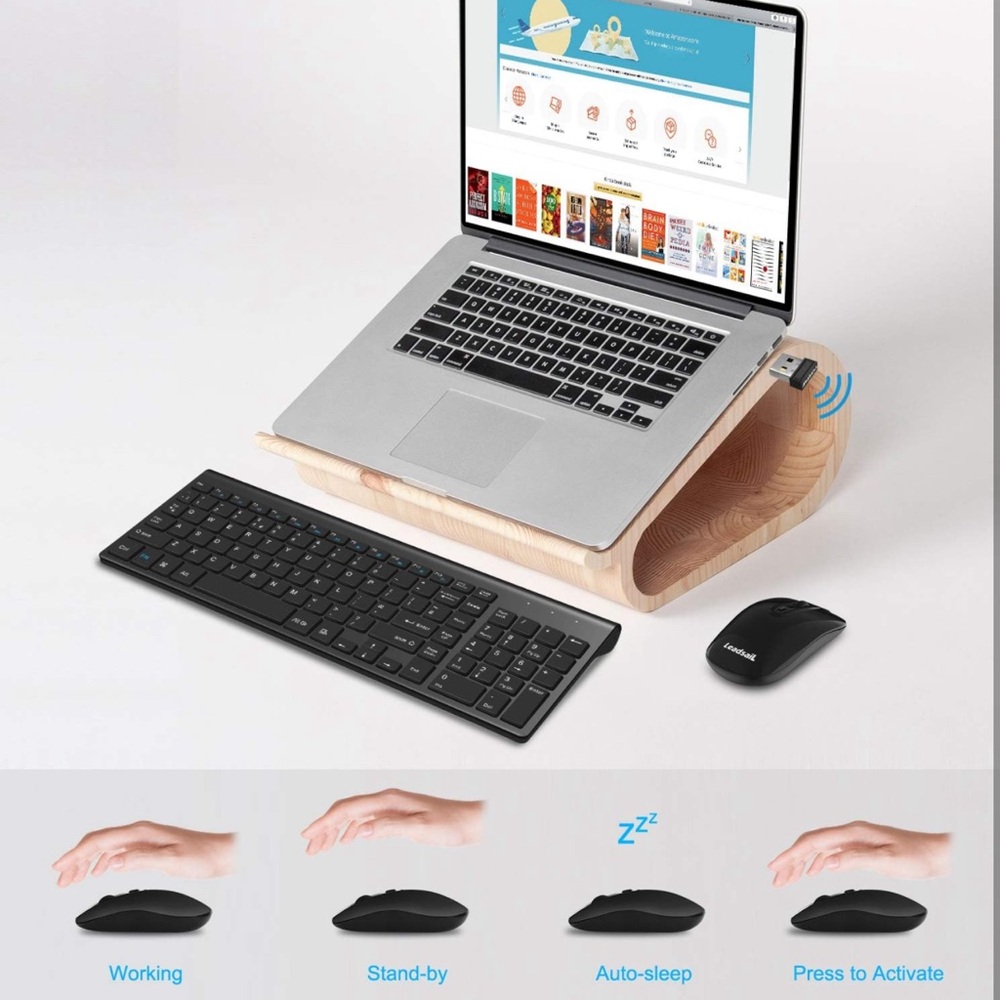 LeadsaiL Wireless Keyboard and Mouse Combo, Wireless USB